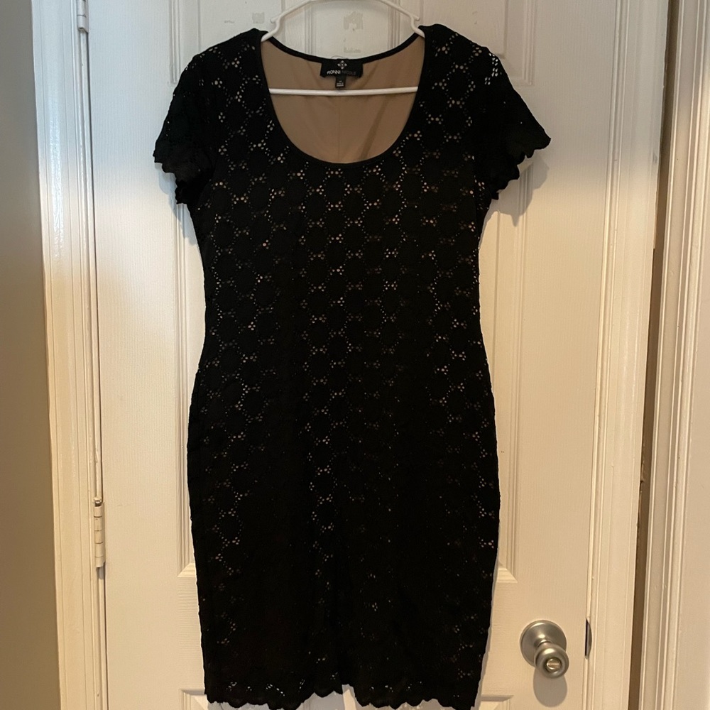 Black cocktail dress w overlay